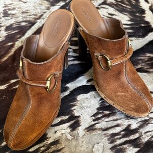 GUCCI Brown Horsebit Joplin Mules/Slides Suede USA Size 9 1/2